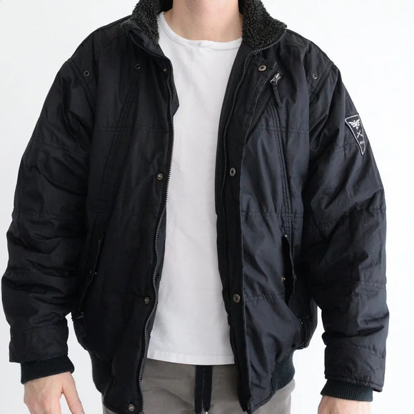 Vintage Route 66 Black Zip Up  Bomber Winter Coat Size Large - Picture 2 of 14